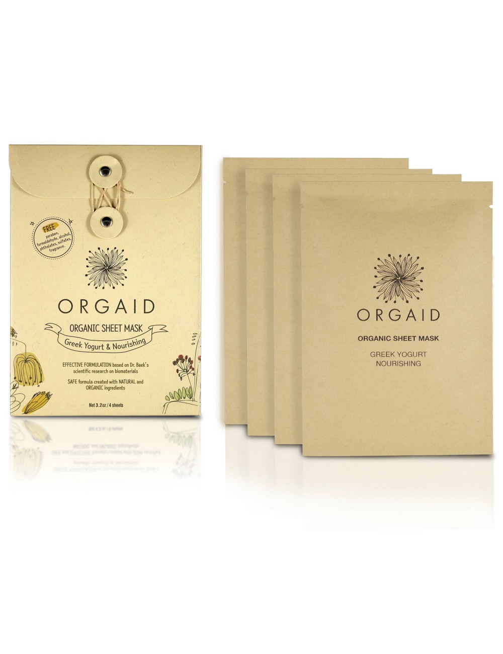 ORGAID Organic Sheet Mask - Greek Yogurt & Nourishing 4 Sheets