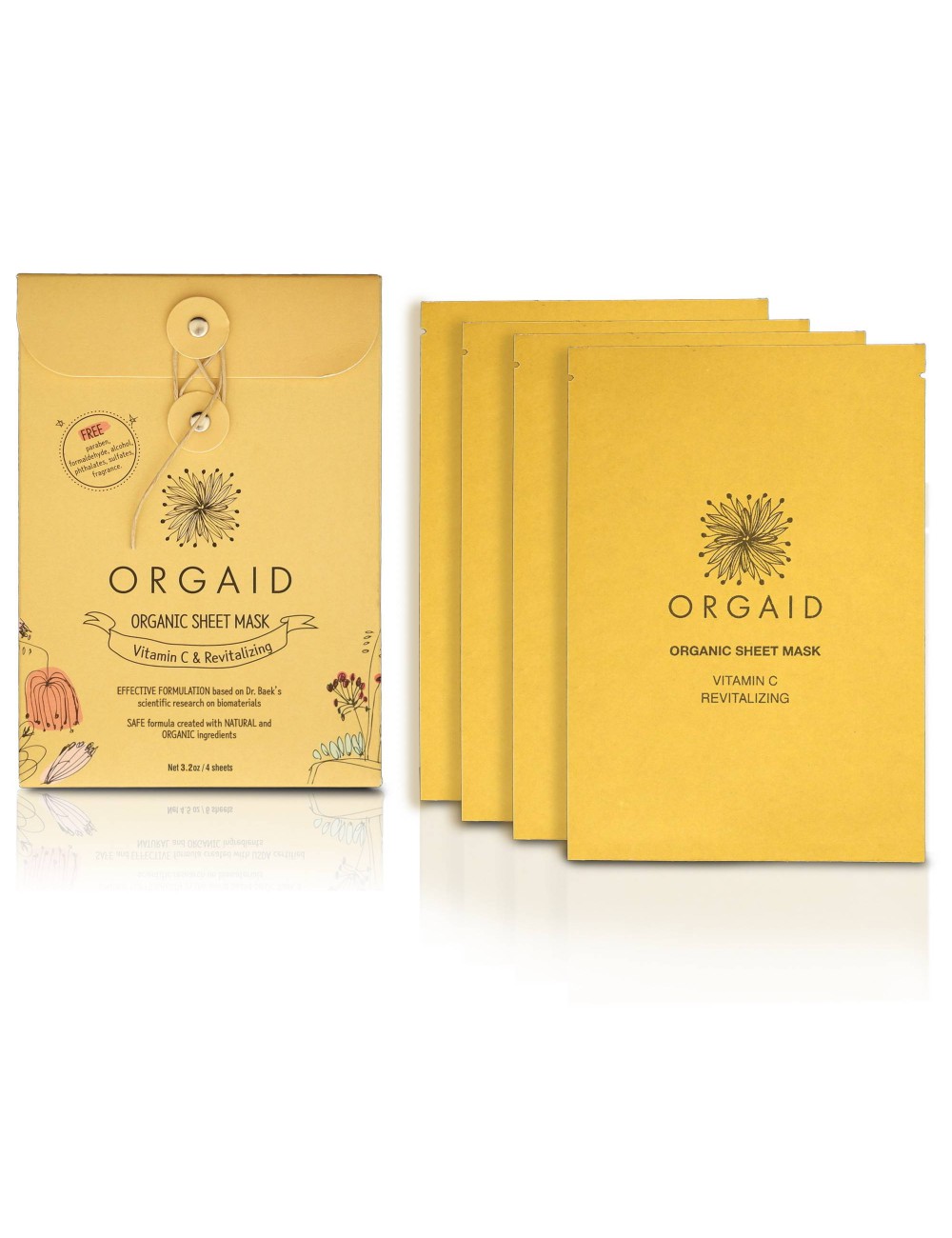 ORGAID Organic Sheet Mask - Vitamin C & Revitalizing 4 Sheets